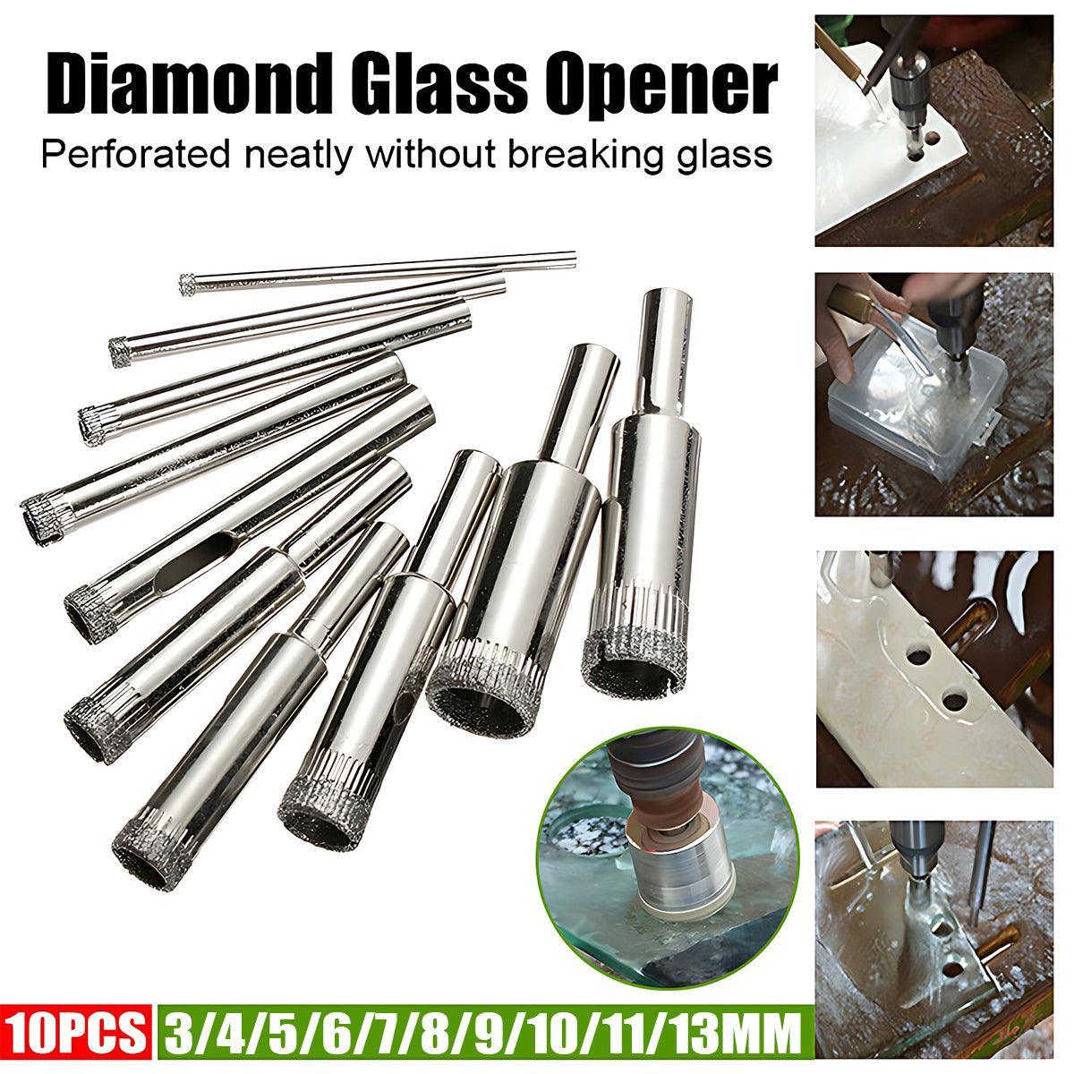 10 Pcs Diamond Glass Drill Bit Set Core Cutter & Saw Tool V528-10PCSHOLESAW-324548