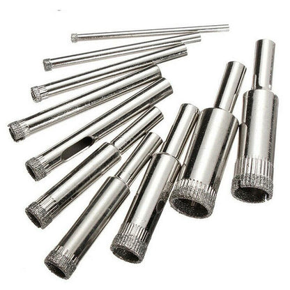 10 Pcs Diamond Glass Drill Bit Set Core Cutter & Saw Tool V528-10PCSHOLESAW-324548