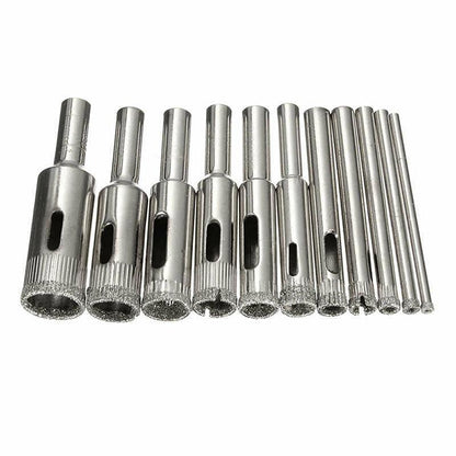 10 Pcs Diamond Glass Drill Bit Set Core Cutter & Saw Tool V528-10PCSHOLESAW-324548