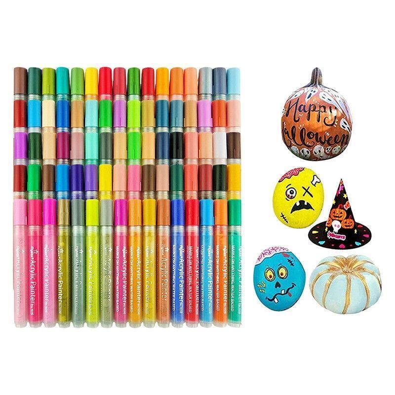 Flysea 12-80 Colours Acrylic Paint Pens Painting Stone Ceramic Glass Marker2-3Mm - 12-Colour Set V528-12-COLOURSET-215541