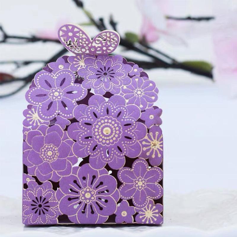 Laser Cut Wedding Favour Candy Gift Boxes Party Decoration Floral Design 12 Pack - Pink V528-12CANDYBOES-PINK-560694