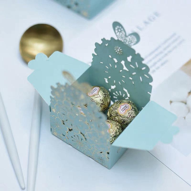 Laser Cut Wedding Favour Candy Gift Boxes Party Decoration Floral Design 12 Pack - Red V528-12CANDYBOES-RED-315684