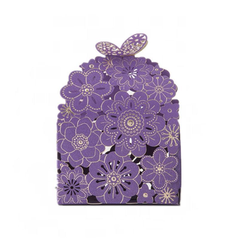 Laser Cut Wedding Favour Candy Gift Boxes Party Decoration Floral Design 12 Pack - Red V528-12CANDYBOES-RED-315684