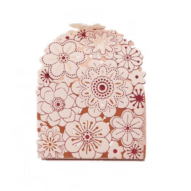Laser Cut Wedding Favour Candy Gift Boxes Party Decoration Floral Design 12 Pack - Red V528-12CANDYBOES-RED-315684