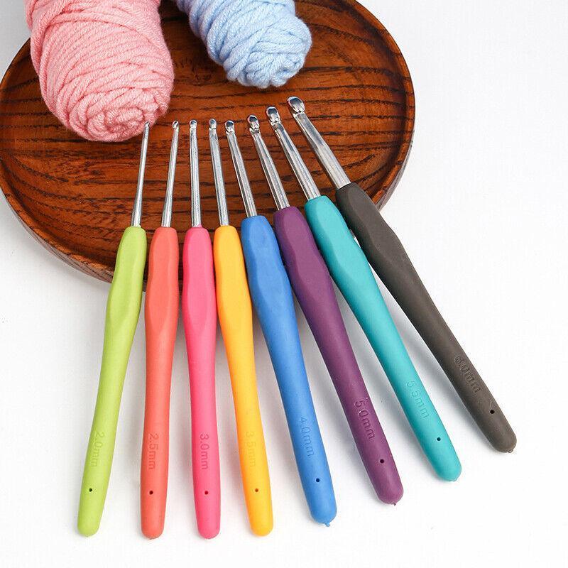 12PCS Crochet Hook Set Soft Grip Colourful Aluminium Knitting Needles 2mm to 8mm V528-12PCSNEEDLES-517931
