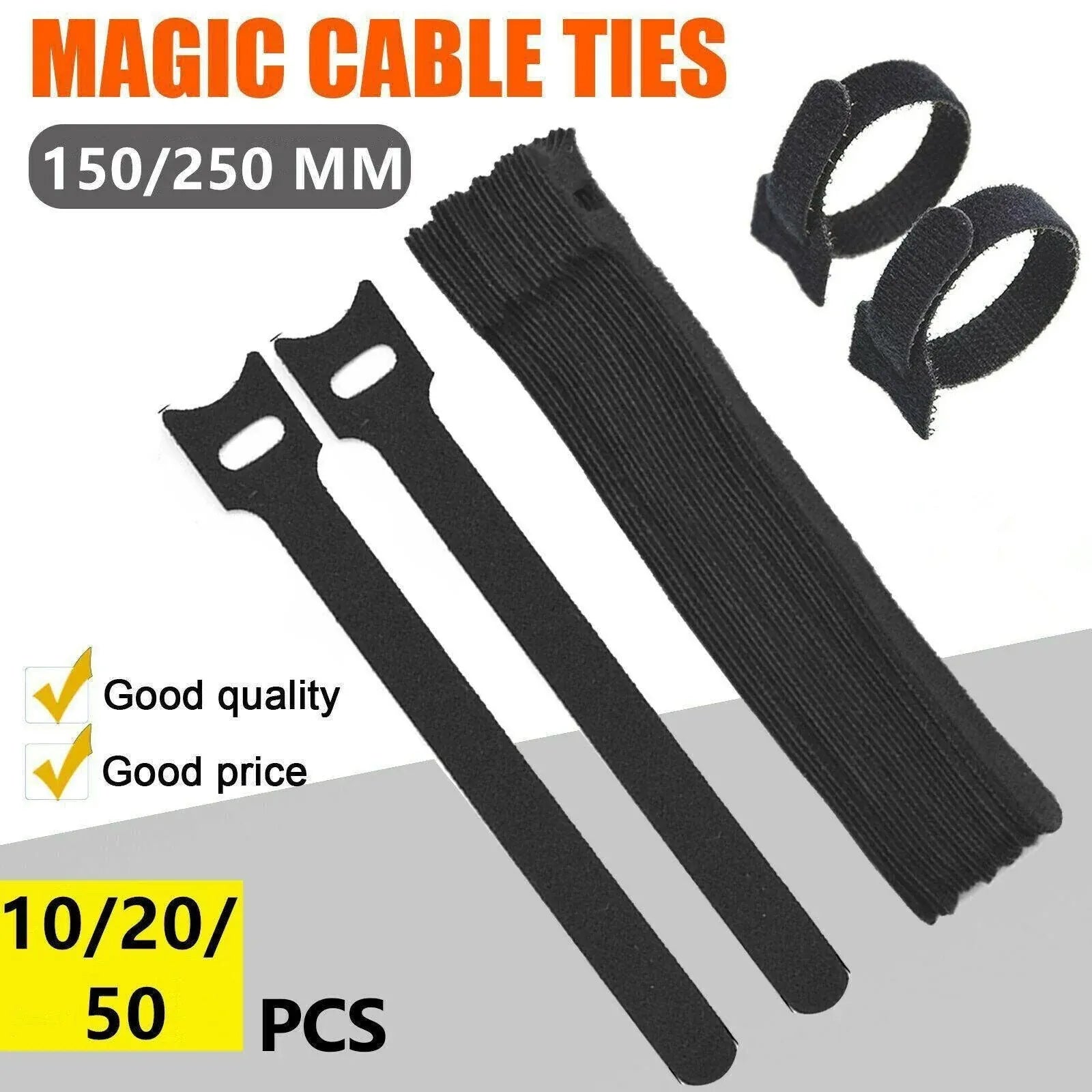 10/20/50PCS Reusable Hook and Loop Cable Ties Nylon Wire Cord Strap Organizer - 150 mm* 20 PCS V528-150MM-20PCS14511