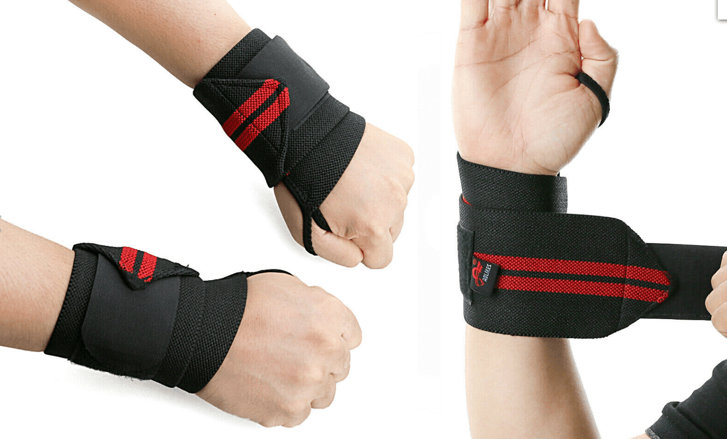 Aolikes Weight Lifting Gym Muscle Training Wrist Support Straps Wraps Hand - Black+Red V528-1538BL2213210