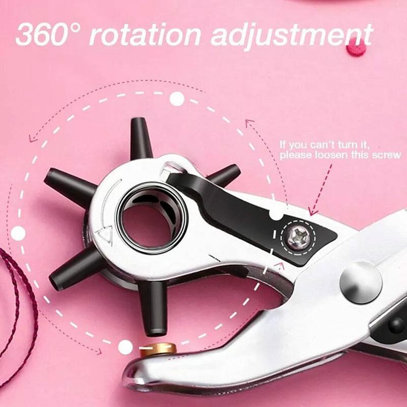 Rotating Leather Hole Punch Plier 2-4.5mm 6 Size for Belt Strap Card Craft V528-15B384559