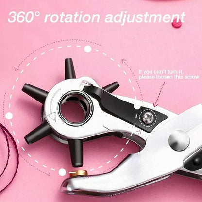 Rotating Leather Hole Punch Plier 2-4.5mm 6 Size for Belt Strap Card Craft V528-15B384559