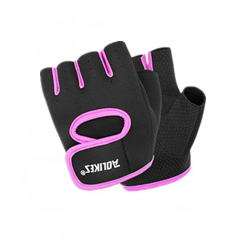 M Size Sports Gloves Weight Lifting Exercise Training Workout Bike Riding Men Women - Black+Purple V528-16781189798