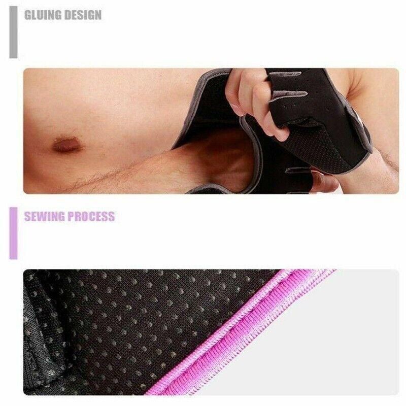 M Size Sports Gloves Weight Lifting Exercise Training Workout Bike Riding Men Women - Black+Purple V528-16781189798