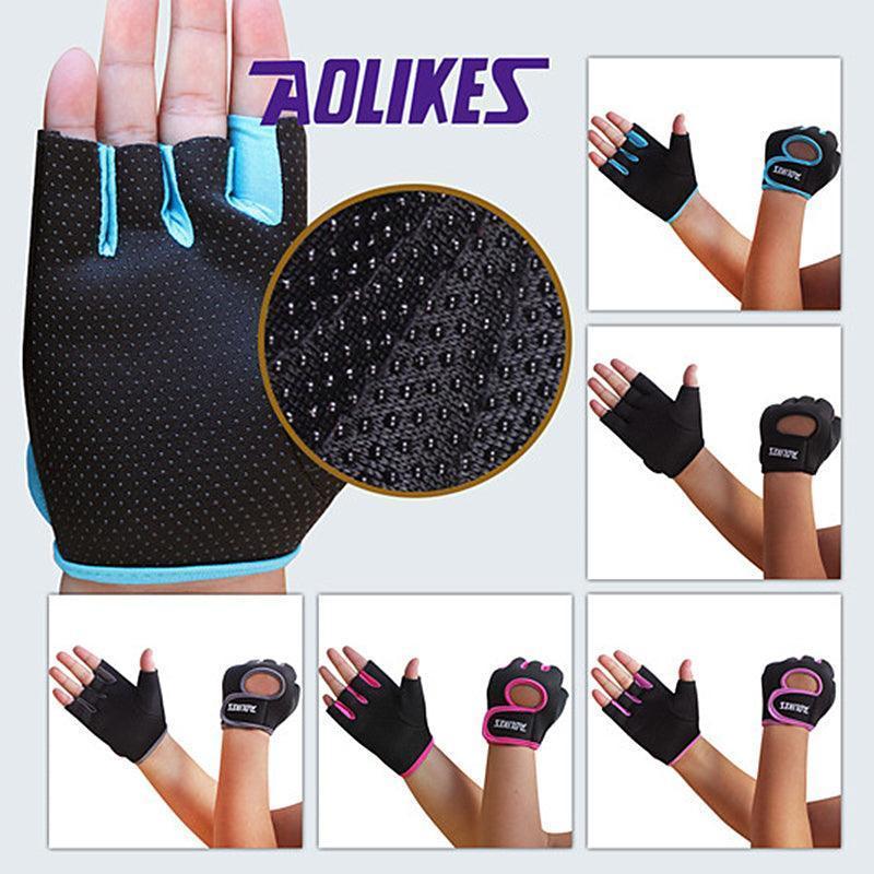 S Size Sports Gloves Weight Lifting Exercise Training Workout Bike Riding Men Women - Black+Pink V528-16781317831