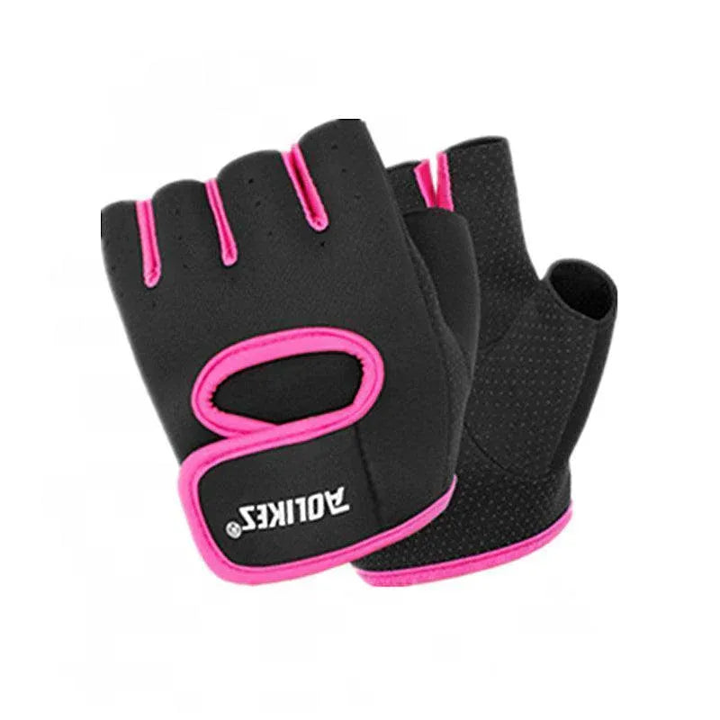M Size Sports Gloves Weight Lifting Exercise Training Workout Bike Riding Men Women - Black+Pink V528-16781414063