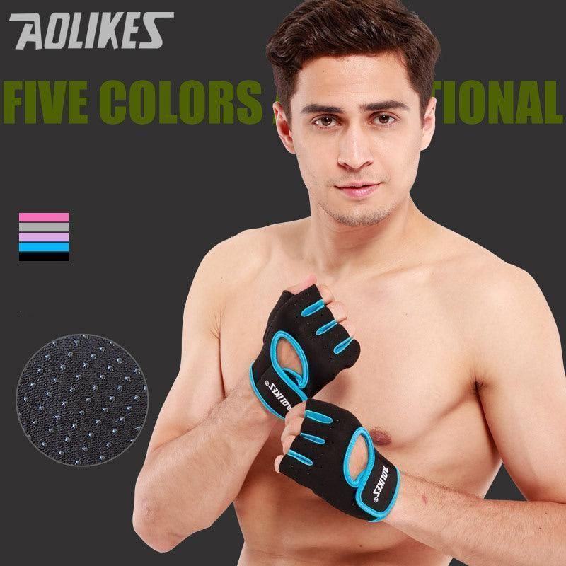 M Size Sports Gloves Weight Lifting Exercise Training Workout Bike Riding Men Women - Black+Pink V528-16781414063