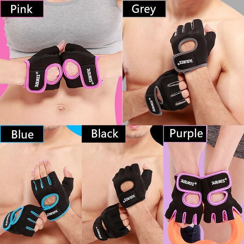 M Size Sports Gloves Weight Lifting Exercise Training Workout Bike Riding Men Women - Black+Pink V528-16781414063