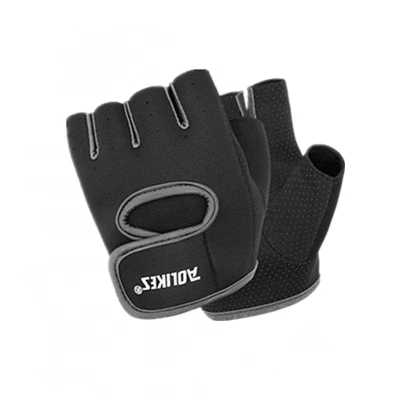 M Size Sports Gloves Weight Lifting Exercise Training Workout Bike Riding Men Women - Black+Grey V528-1678288717
