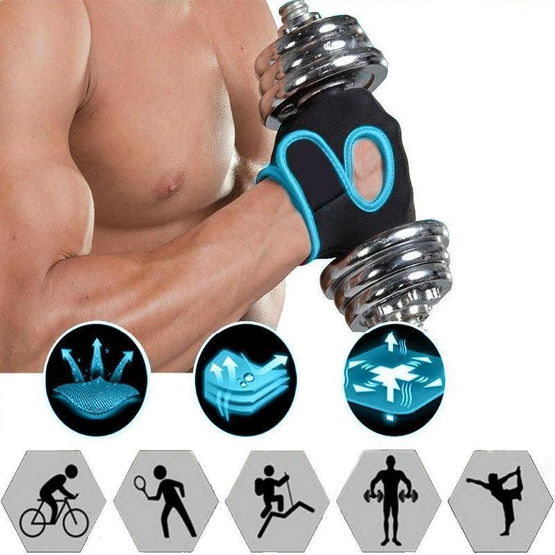 M Size Sports Gloves Weight Lifting Exercise Training Workout Bike Riding Men Women - Black+Grey V528-1678288717