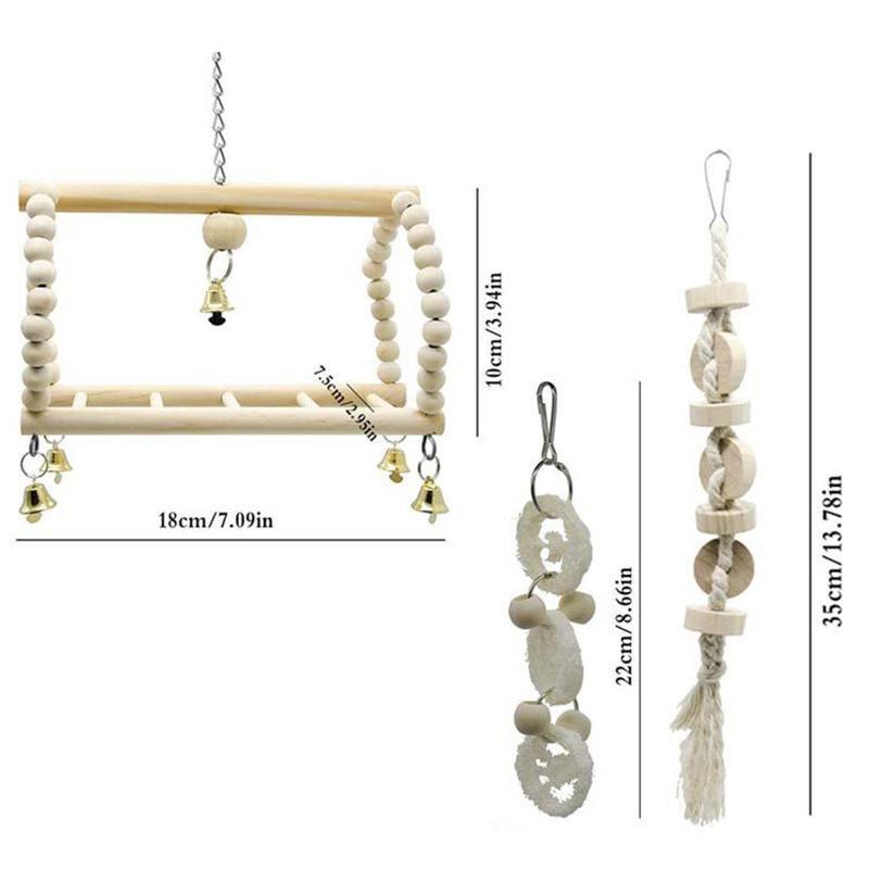 17PCS Bird Toys Parrot Swing Toys Chewing Hanging Bell Cockatiel Cage Toy Set V528-17PCSPARROTTOYSET-504828