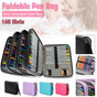 168 Slots Large Capacity Pencil Case Foldable Pen Bag Make Up Storage Organizer - Purple V528-184STATIONERYBAG-PURPLE-36194