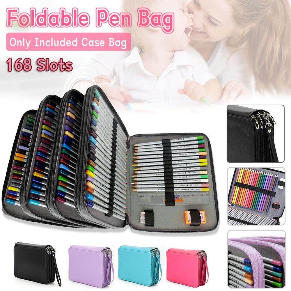 168 Slots Large Capacity Pencil Case Foldable Pen Bag Make Up Storage Organizer - Rose Red V528-184STATIONERYBAG-ROSERED-93158
