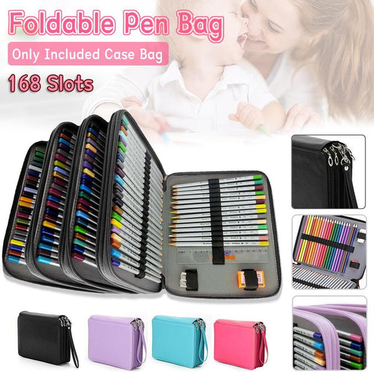 168 Slots Large Capacity Pencil Case Foldable Pen Bag Make Up Storage Organizer - Rose Red V528-184STATIONERYBAG-ROSERED-93158