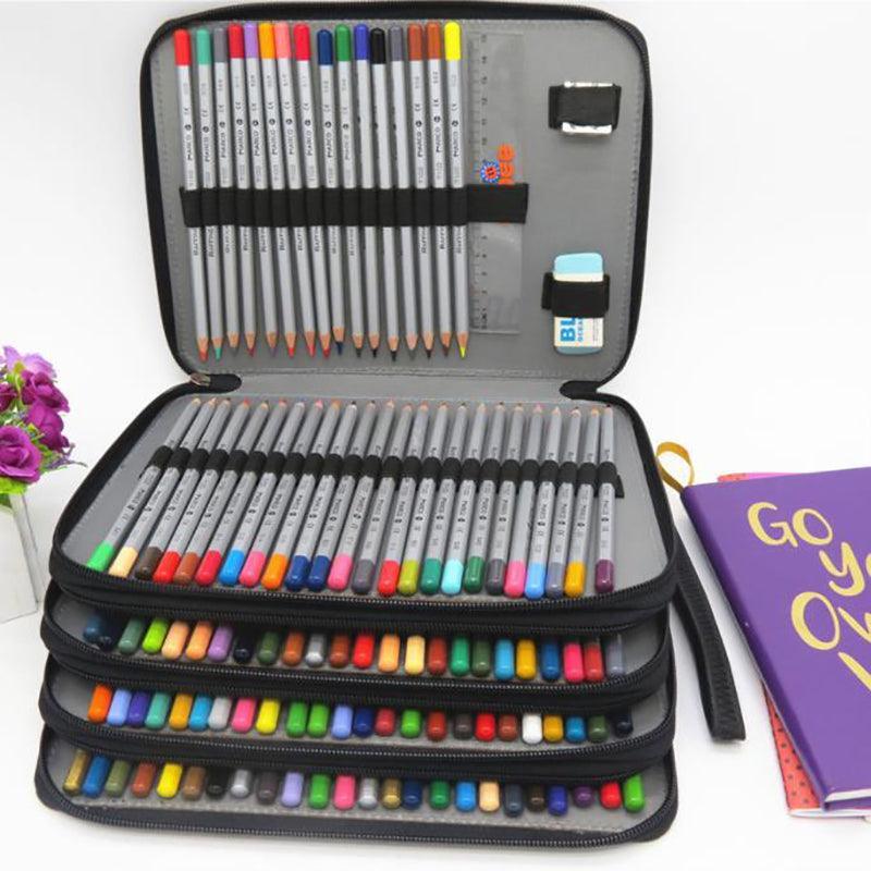 168 Slots Large Capacity Pencil Case Foldable Pen Bag Make Up Storage Organizer - Rose Red V528-184STATIONERYBAG-ROSERED-93158