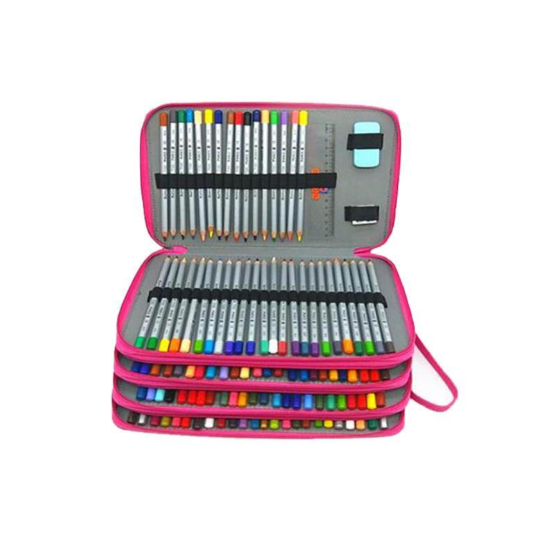 168 Slots Large Capacity Pencil Case Foldable Pen Bag Make Up Storage Organizer - Rose Red V528-184STATIONERYBAG-ROSERED-93158