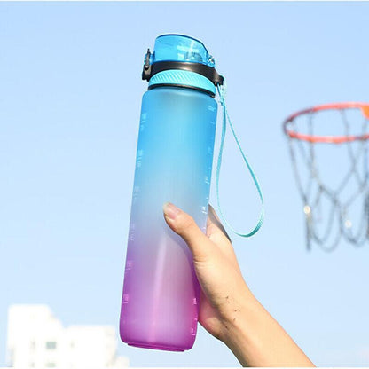 1L Water Bottle Motivational Drink Flask With Time Markings Bpa Free Sport Gym - Blue+Purple V528-1LWATERBOTTLE-BLUEPURPLE-850451