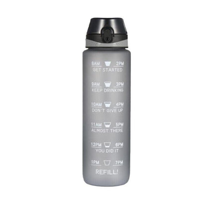 1L Water Bottle Motivational Drink Flask With Time Markings Bpa Free Sport Gym - Grey V528-1LWATERBOTTLE-GREY-875194
