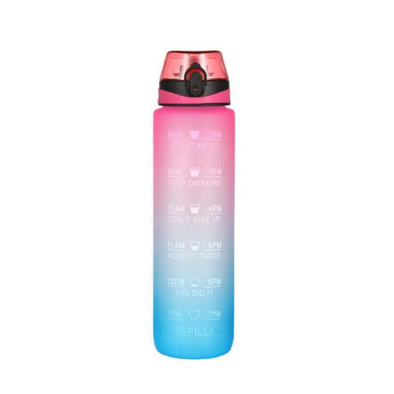 1L Water Bottle Motivational Drink Flask With Time Markings Bpa Free Sport Gym - Grey V528-1LWATERBOTTLE-GREY-875194