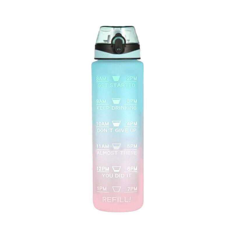 1L Water Bottle Motivational Drink Flask With Time Markings Bpa Free Sport Gym - Grey V528-1LWATERBOTTLE-GREY-875194