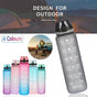 1L Water Bottle Motivational Drink Flask With Time Markings Bpa Free Sport Gym - Red+Blue V528-1LWATERBOTTLE-REDBLUE-683198