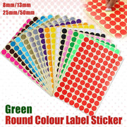 8/13/25/50mm Colour Sticker Dots Adhesive Round Labels Circular Scrapbooking Green - 25mm 40 Dots - 1 Sheet V528-1PC-GREEN-25MM55DOTS-525964