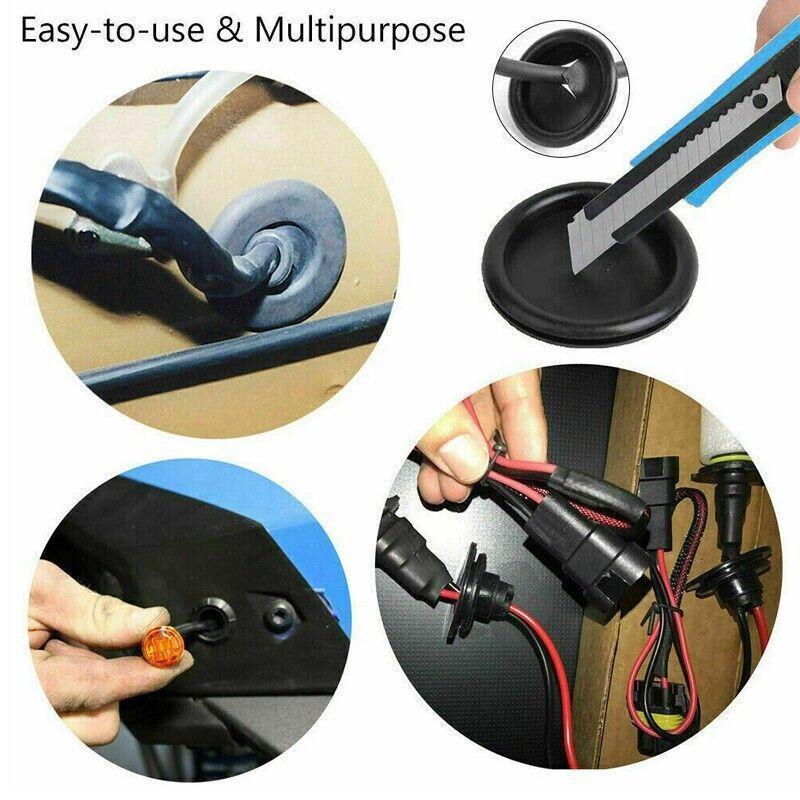 200 Pcs Auto Rubber Grommet Assortment Set Fastener Kit Blanking 7 Popular Sizes V528-200PCSRUBBERGROMMET-451753