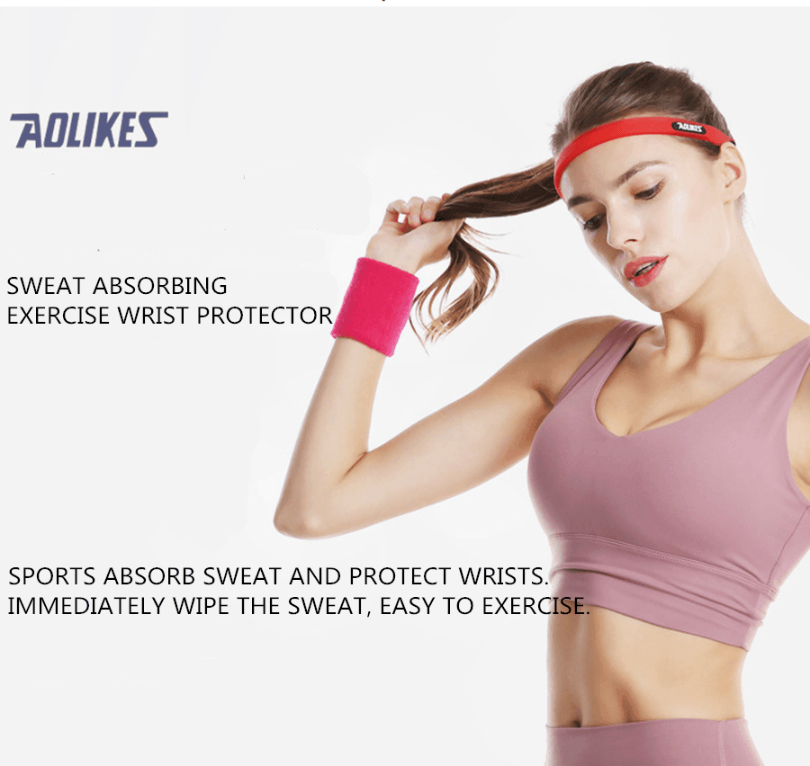 Sport Cotton Wristband Wrist Band Sweatband Sweat Training Tennis Gym Yoga - Yellow V528-2280266-228027076168