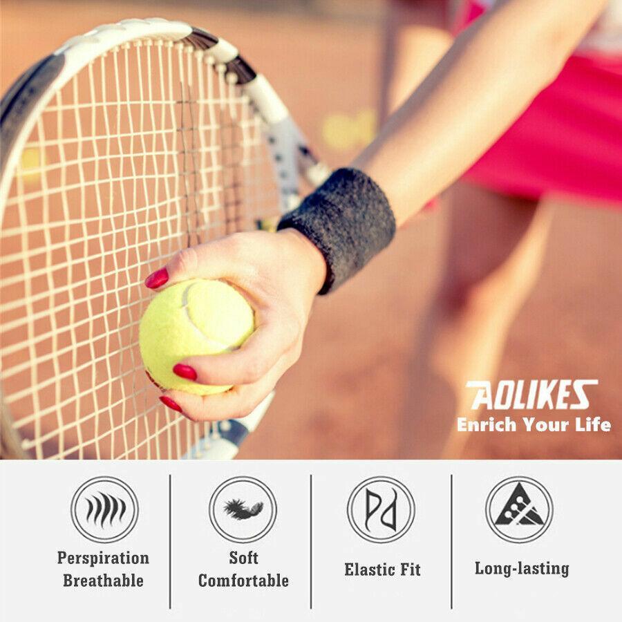 Sport Cotton Wristband Wrist Band Sweatband Sweat Training Tennis Gym Yoga - Yellow V528-2280266-228027076168