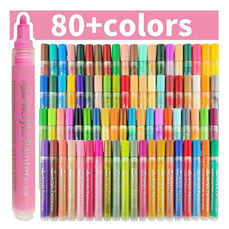 Flysea 12-80 Colours Acrylic Paint Pens Painting Stone Ceramic Glass Marker2-3Mm - 24-Colour Set V528-24-COLOURSET-545114