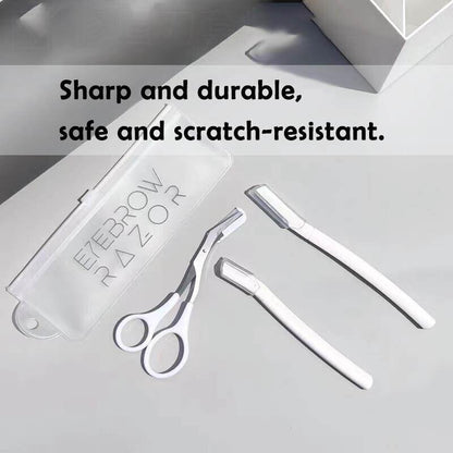 3Pcs Eyebrow Razor Set Facial Hair Remover Dermaplaning Shaving Tool Kit - Clear eyebrow razor*2+Scissor comb V528-2CLEARRAZORSCISSORCOMB70120