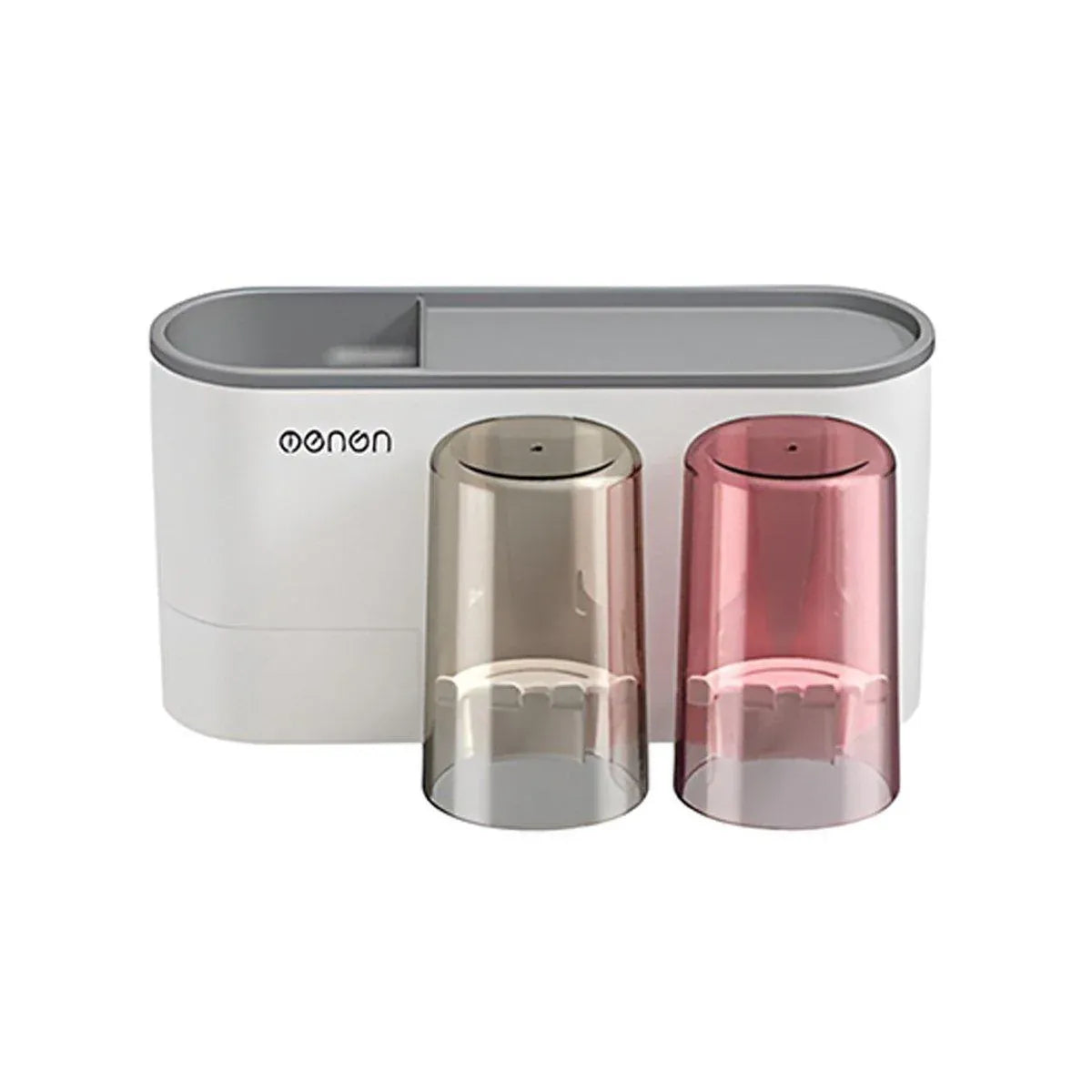 Bathroom Wall Mounted Toothbrush Holder Toothpaste Stand Storage Rack With Cup - Two Cups Set V528-2CUPS-TOOTHPASTEDISPENSER-706571