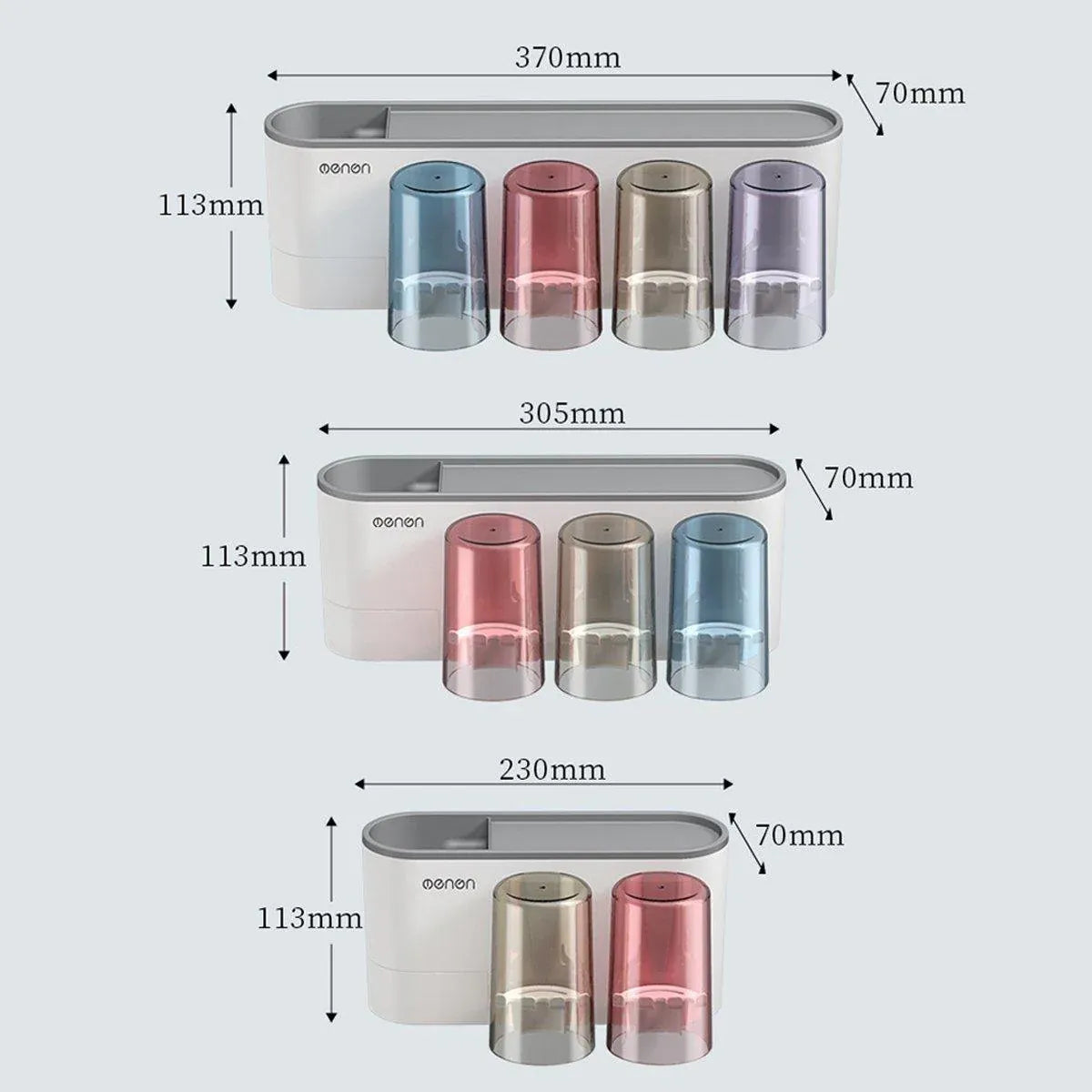 Bathroom Wall Mounted Toothbrush Holder Toothpaste Stand Storage Rack With Cup - Two Cups Set V528-2CUPS-TOOTHPASTEDISPENSER-706571