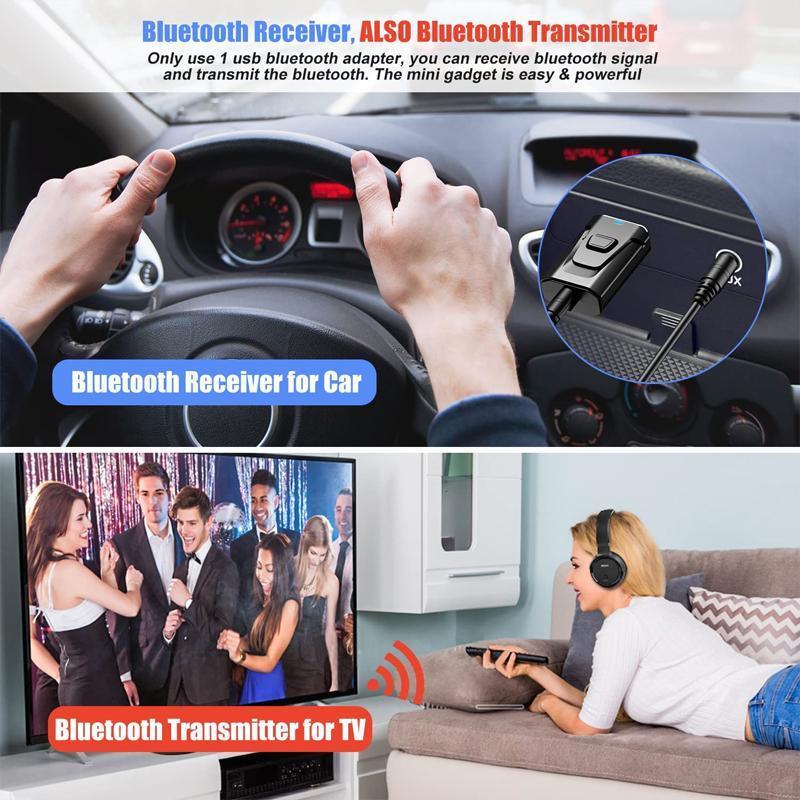 2 in 1 Bluetooth 5.0 USB Audio Transmitter Receiver with 3.5mm AUX Adapter V528-2IN1USBBLUETOOTH-675985