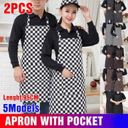 Apron with Pocket 2Pcs Chef Butcher Kitchen Cooking Baking Restaurant Wear - Black V528-2PCSAPRON-BLACK-430065