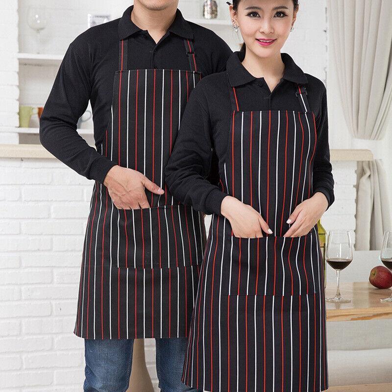 Apron with Pocket 2Pcs Chef Butcher Kitchen Cooking Baking Restaurant Wear - Black V528-2PCSAPRON-BLACK-430065