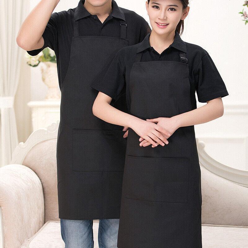 Apron with Pocket 2Pcs Chef Butcher Kitchen Cooking Baking Restaurant Wear - Black V528-2PCSAPRON-BLACK-430065