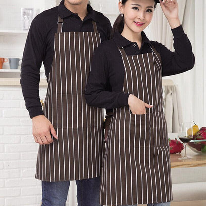 Apron with Pocket 2Pcs Chef Butcher Kitchen Cooking Baking Restaurant Wear - Black White Red V528-2PCSAPRON-BLACKWHITERED-428590