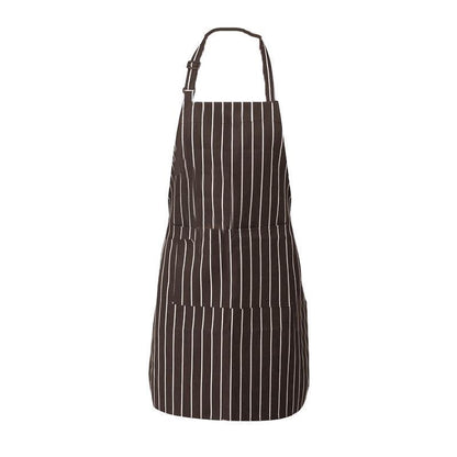 Apron with Pocket 2Pcs Chef Butcher Kitchen Cooking Baking Restaurant Wear - Coffee White Strip V528-2PCSAPRON-COFFEEWHITESTRIP-543606