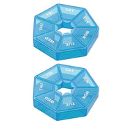 Weekly Pill Organiser 7 Day Medicine Box Tablet Case Dispenser 2 Pack - Blue V528-2PCSMEDICINEBO-BLUE-15094