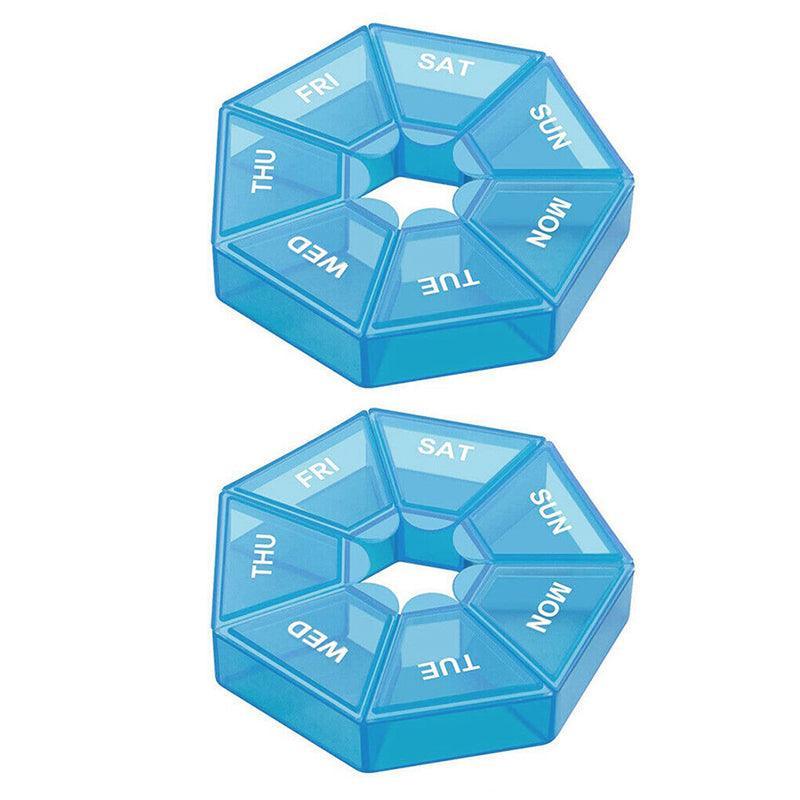 Weekly Pill Organiser 7 Day Medicine Box Tablet Case Dispenser 2 Pack - Blue V528-2PCSMEDICINEBO-BLUE-15094