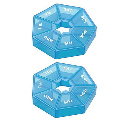Weekly Pill Organiser 7 Day Medicine Box Tablet Case Dispenser 2 Pack - Blue V528-2PCSMEDICINEBO-BLUE-15094