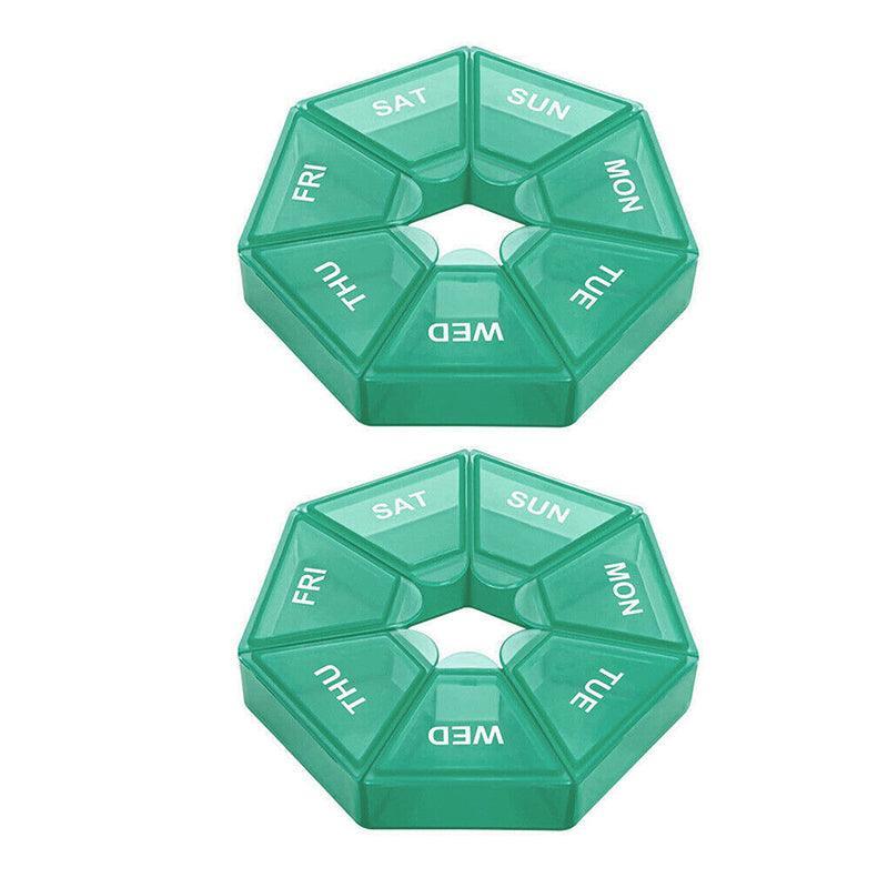 Weekly Pill Organiser 7 Day Medicine Box Tablet Case Dispenser 2 Pack - Blue V528-2PCSMEDICINEBO-BLUE-15094